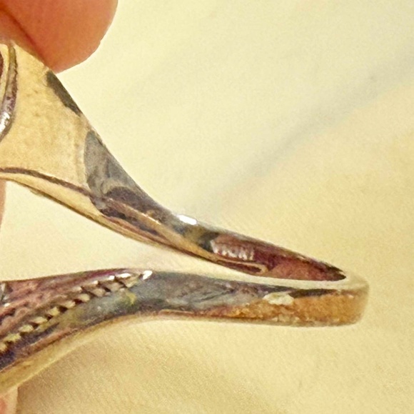 STERLING SILVER RING, ORCHID QUARTZ BYPASS 2 STONES, SIZE 8, FACETTED & FILIGREE - Picture 5 of 10